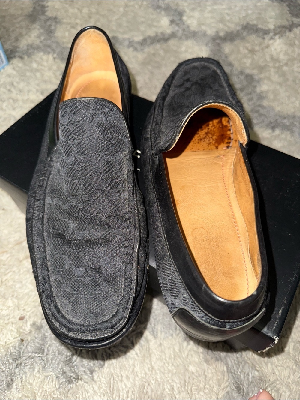 Coach Men's Black Signature Canvas Slip-On Loafers